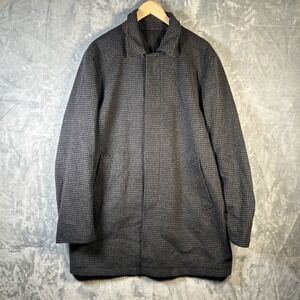 Richard Choi The One Overcoat Mens 54 Gray Black Square Wool Silk Reversible